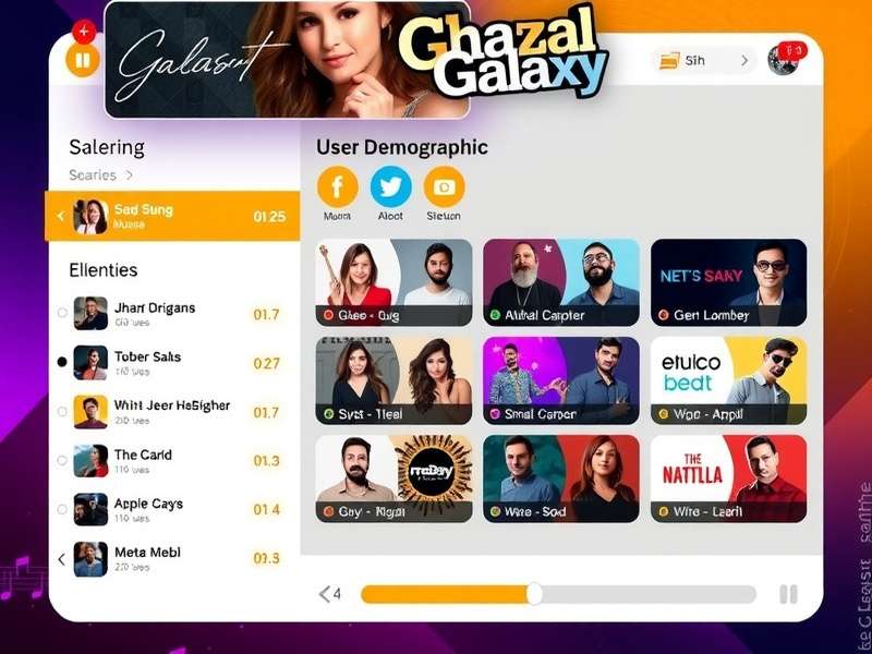Ghazal Galaxy song selection screen with various artists